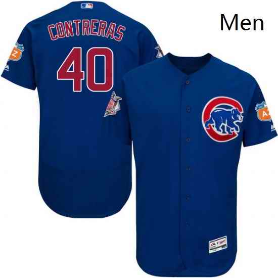 Mens Majestic Chicago Cubs 40 Willson Contreras Royal Blue Alternate Flexbase Authentic Collection MLB Jersey